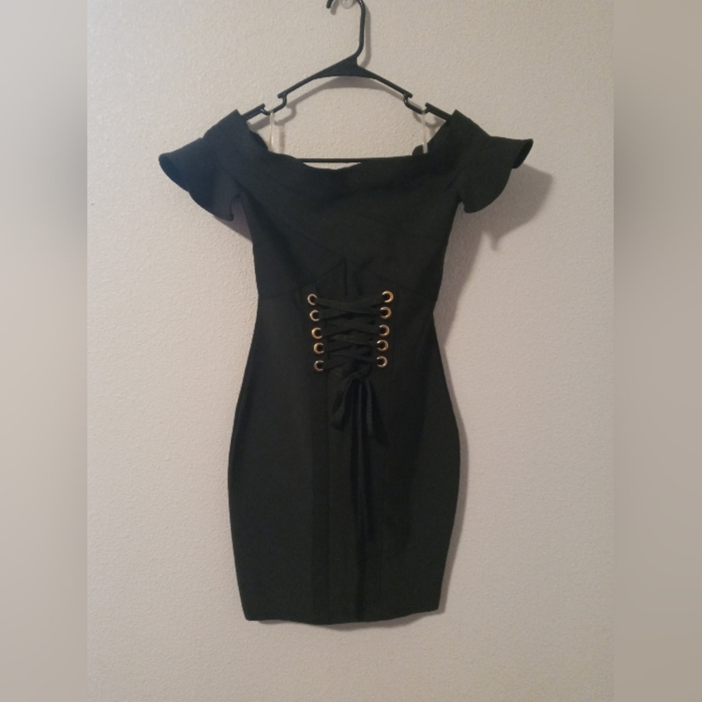 WOW Couture Black Lace-Up Corset Mini Dress NWOT
